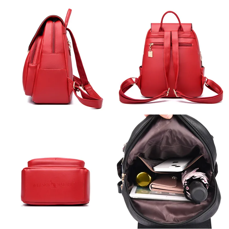 New Female Backpack Travel Backpack School Bag Purses High QualityPu Leather Women Backpack Bag Shoulder Bag Multifunctional Bag