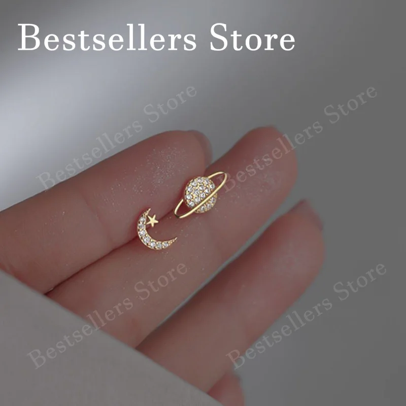 2026 New 925 Sterling Silver/Gold Star and Moon Zircon Earrings Fashion Women's Charm Birthday Party Gift Jewelry