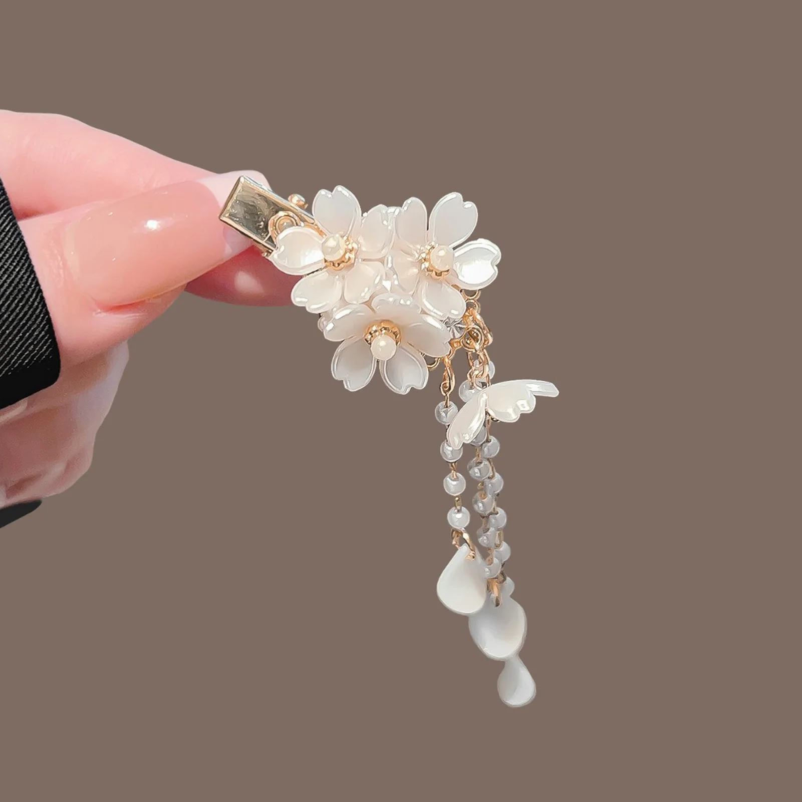 1/2 Stück Exquisite Haarspangen im Retro-Chinesischen Stil mit Blumen-Quasten, Trendige Perlen-Quasten-Haarspangen, Schmuck-Haaraccessoires – Detail 2