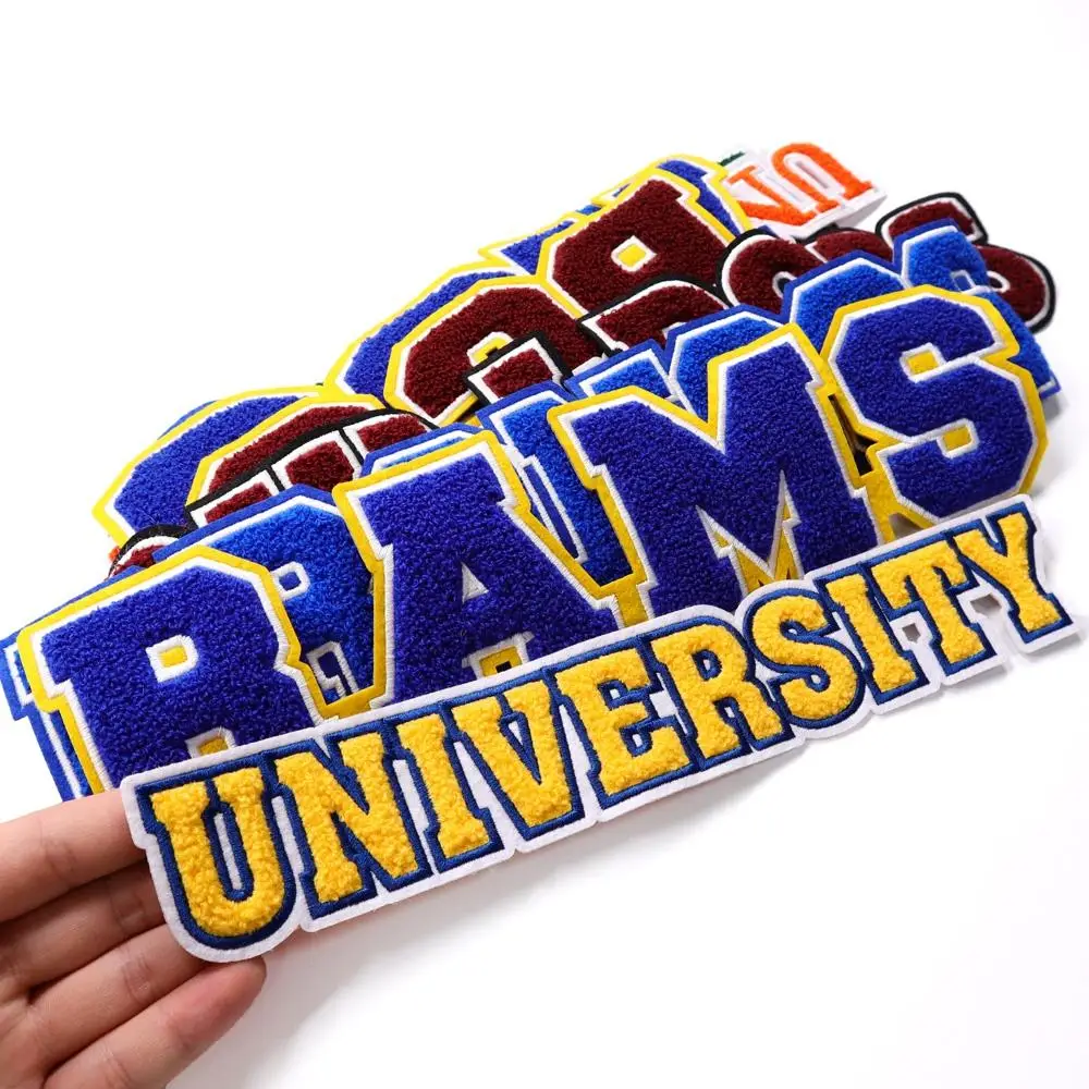 

Custom Embroidered Chenille Patches - Iron On Sew On Felt Letter Patches for Jackets, Bags, Kids Clothing DIY Name Badge