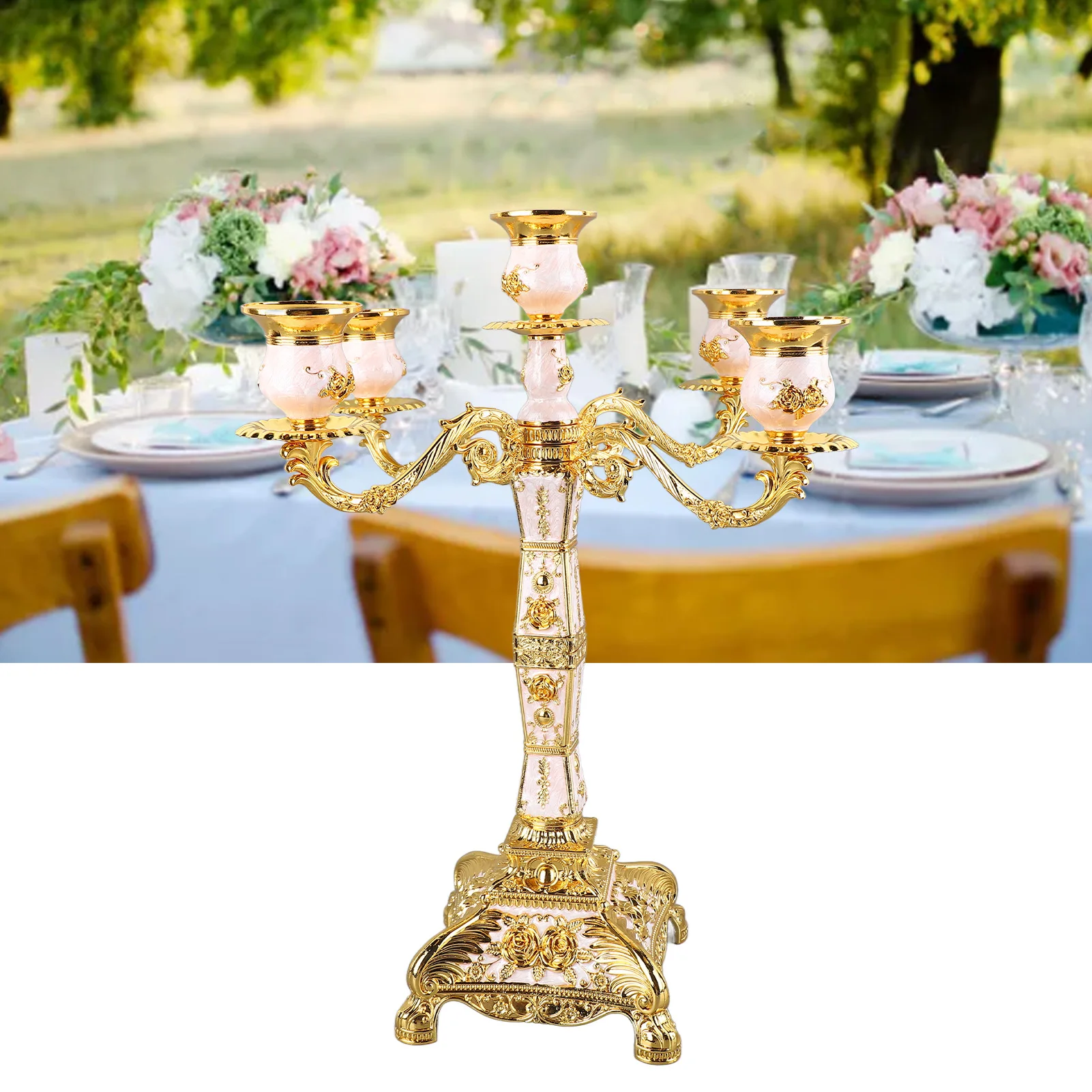 Metal Arms Candelabra European Style Retro Candlestick Holder Romantic Candle Holder Decoration For Wedding Dinner Party