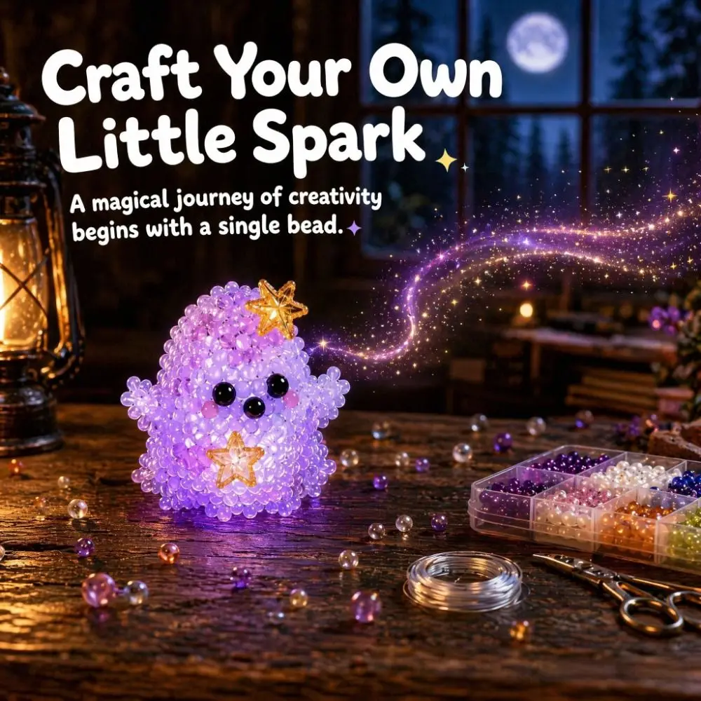 Handmade Glowing Fantasy Spirits DIY Bead Kit Tiny Mini 3D Bead Pet Keychain Making Kit Educational Colorful Animal Crafting Set