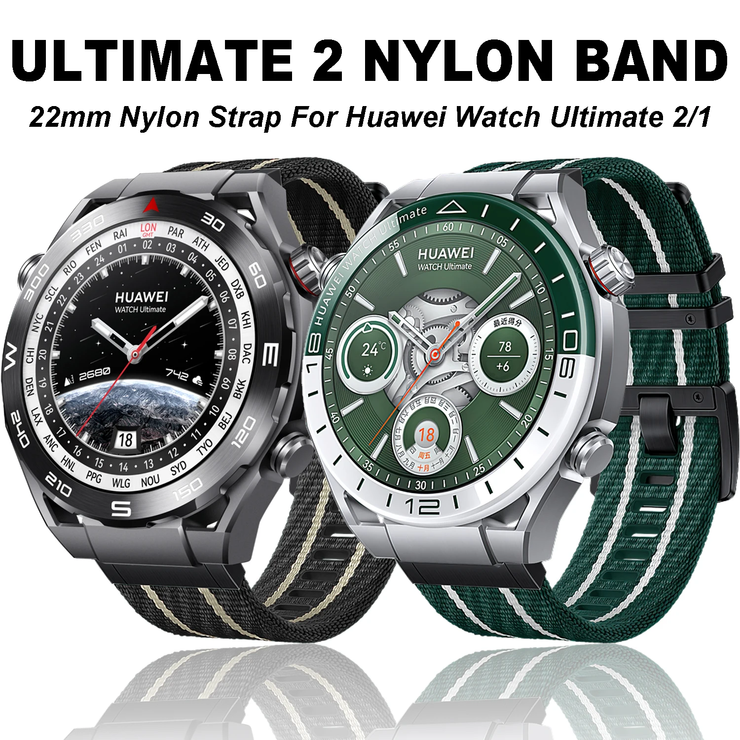 

Nylon Strap For Huawei Watch Ultimate 2/1 Running Sports Breathable Comfortable 22mm Universal Band for Huawei GT 4/5/6 Pro 46mm
