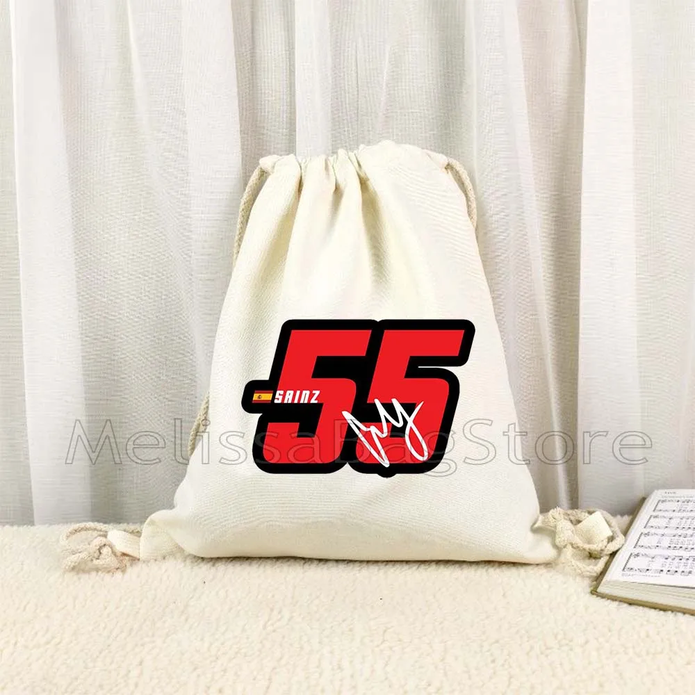 F1 Racer Number Alex 23 Carlos 55 Lewis 44 Lando 4 George 63 Fernando 14 Charles 16 Canvas Drawstring Bag Gym Backpack Sackpack