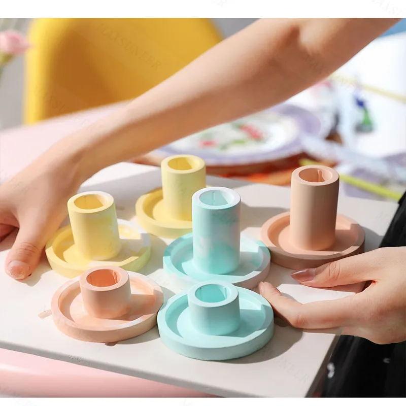 DIY 에폭시 수지 라운드 양초 기본 실리콘 금형, 콘크리트 석고 주조 금형, 홈 인테리어 테이블
