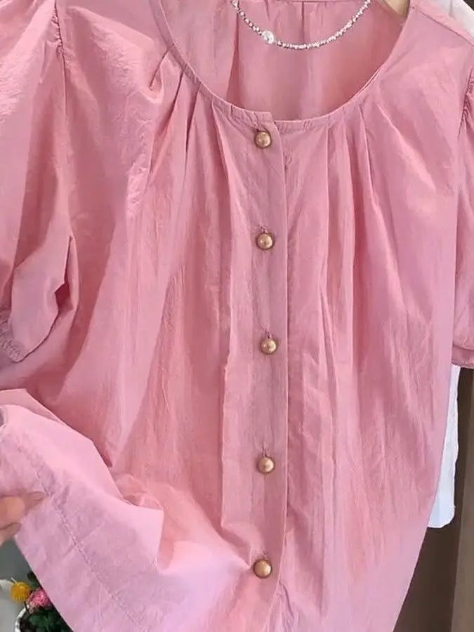 Sweet Fre Bubble Sve irt ort Sve المرأة الصيف النسخة الكورية الجديدة حجم صغير الجنية T تنوعا