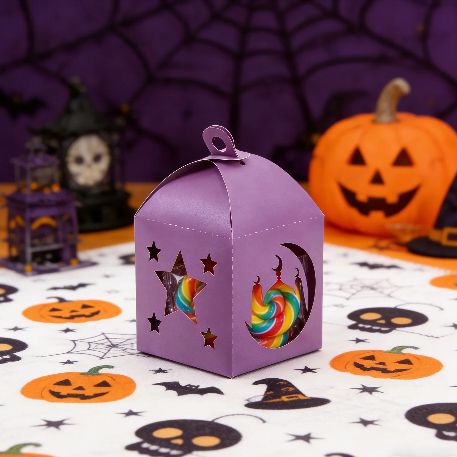 

25Pcs Party Favor Boxes Moon and Star Hollow Design Ramadan Eid Treat Containers Gift Packaging for Muslim Festival Birthday