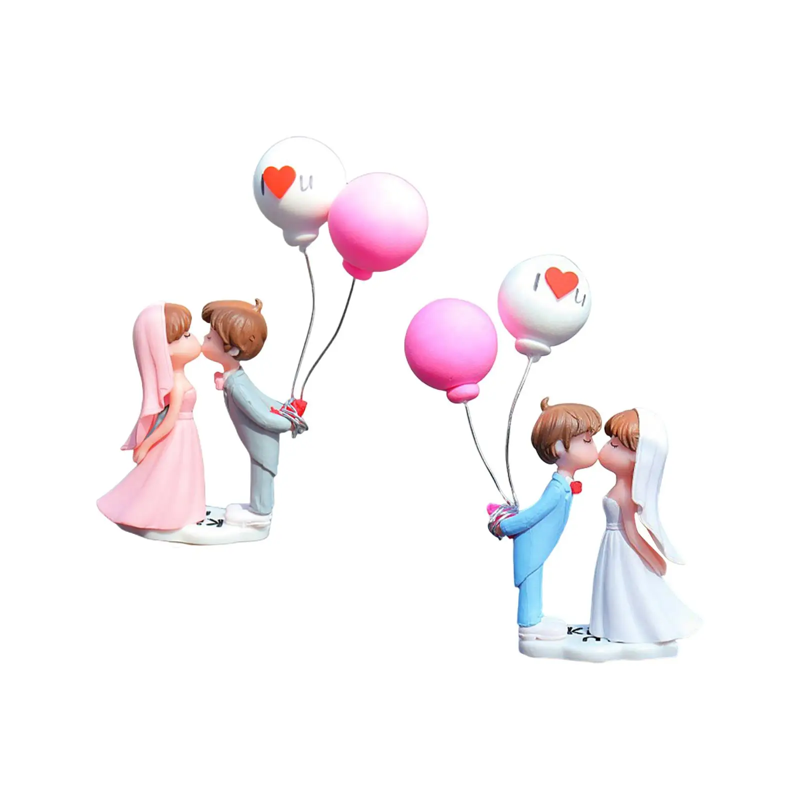 Resin Lovely Couple Car Decoration Model Toy Figurines Balloon Ornament Car Decoration for Bedroom Home Car Desk Boys Girls