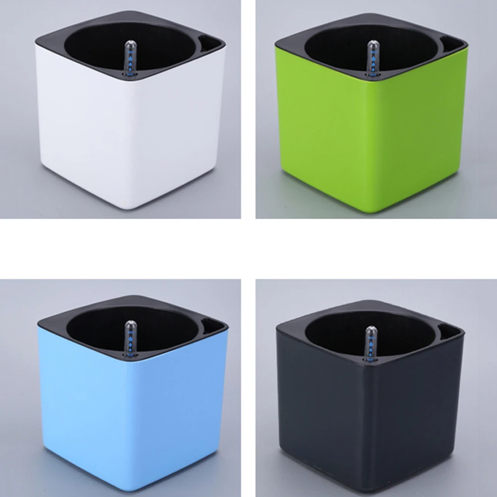 

4 pcs Automatic Water Absorbent Flower Pot Square Self Watering Planter Desktop Lazy Water Plastic Container Breathing Holes