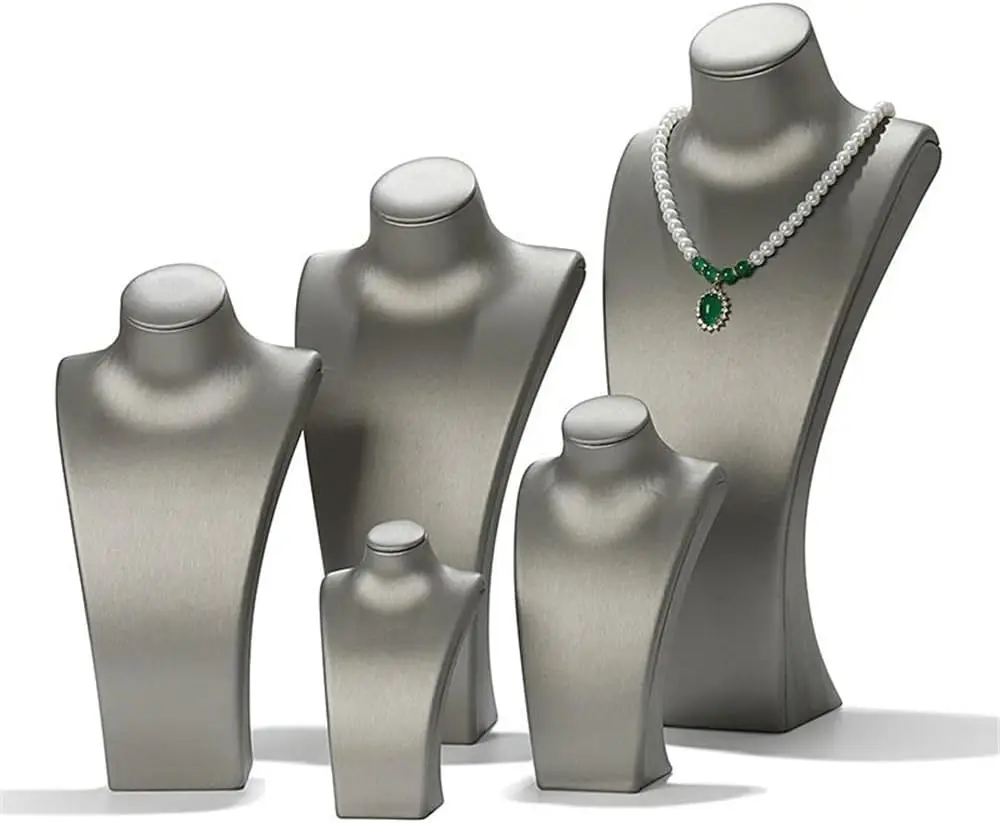 Dudukan Pajangan Perhiasan Model Dada Leher Potret Kulit PU untuk Rak Liontin Kalung, Alat Peraga Foto & Organizer Pajangan Toko