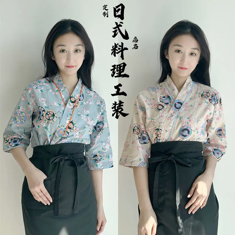 Japanse stijl chef-kok uniform Izakaya Sushi Restaurant chef-kok jas Kimono Koreaanse Japanse keuken chef-kok kleding ober koken tops