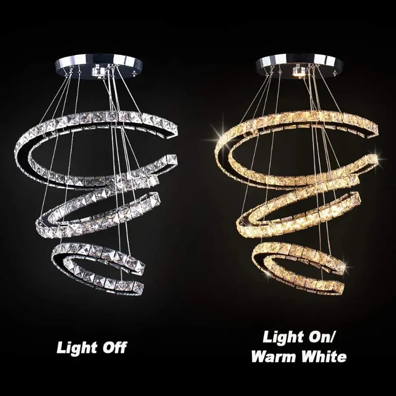 

FRIXCHUR LED 3 Rings Crystal Chandeliers Ceiling Lamp Chandelier Remote Control Modern Decoration Home Appliance Room Decor Lamp