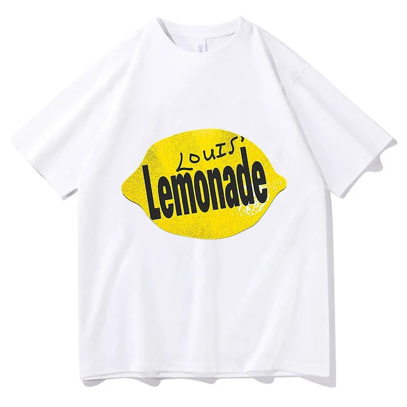 Rapper Louis Tomlinson Lemonade Tour 2026 Vintage Washed T Shirt Men's Punk Hip Hop Fashion Short Sleeve T-shirt Fans Streetwear