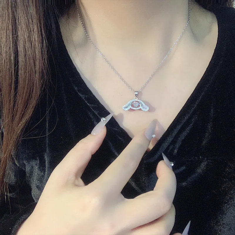 Miniso 日本と韓国の高級ロリータ ピンク ダイヤモンド サンリオ シリーズ レディース ネックレス スイート クロミ メロディー 鎖骨チェーン