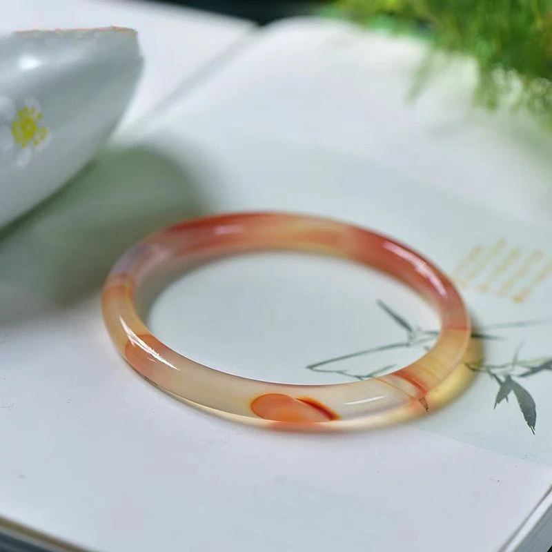 

Браслет Marrow, круглый стержень, ледяная вишня, браслет из красного агата, браслет с медовым оранжевым кристаллом, женский изысканный браслет