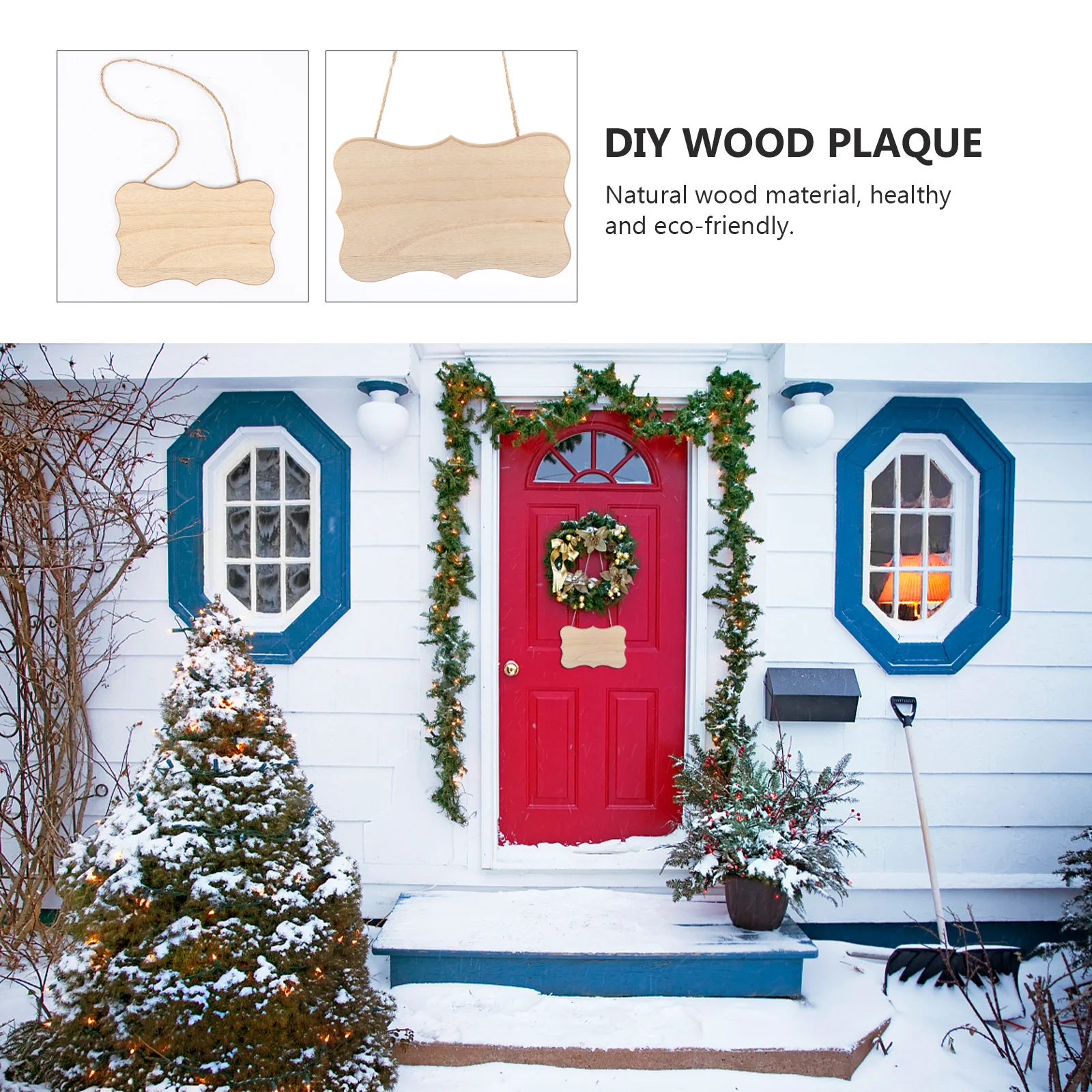 

2Pcs Natural Wood Plaque Hanging Signs DIY Unfinished Wood Plaques for Painting Party Decoration Shop Reminder Notice