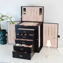 Large capacity jewelry box storage box Multi-layer drawer jewelry box Pendant ring earrings glasses jewelry storage box