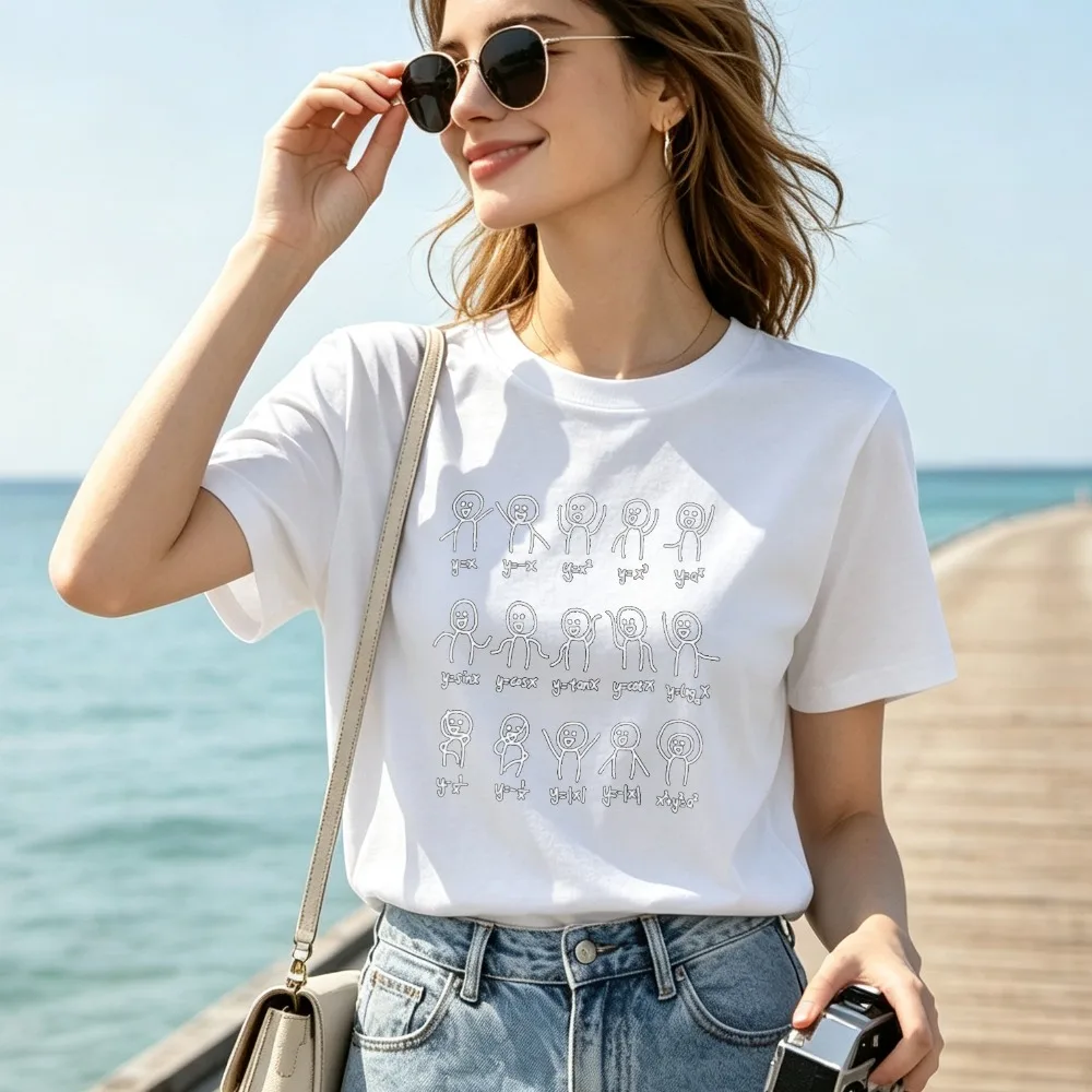 Math Function Stick Figure Graphic T Shirt Unisex Crew Neck Short Sleeve Casual Tops Science Nerd Student Summer Daily for Tee