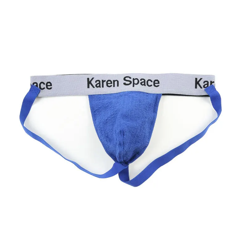 Men's Breathable Mesh Jockstrap - Sexy U-Pouch T-Back Underwear with Karen Space Logo Waistband Underpants Youth Daily Knickers