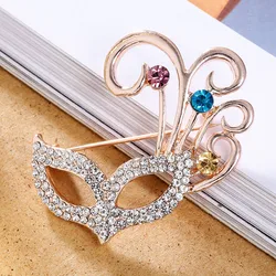 New Full Rhinestone Fox Mask Enamel Brooches Pin Cute Collar Lapel Pins Jewelry For Women Party Causal Brooch Accessory Gifts