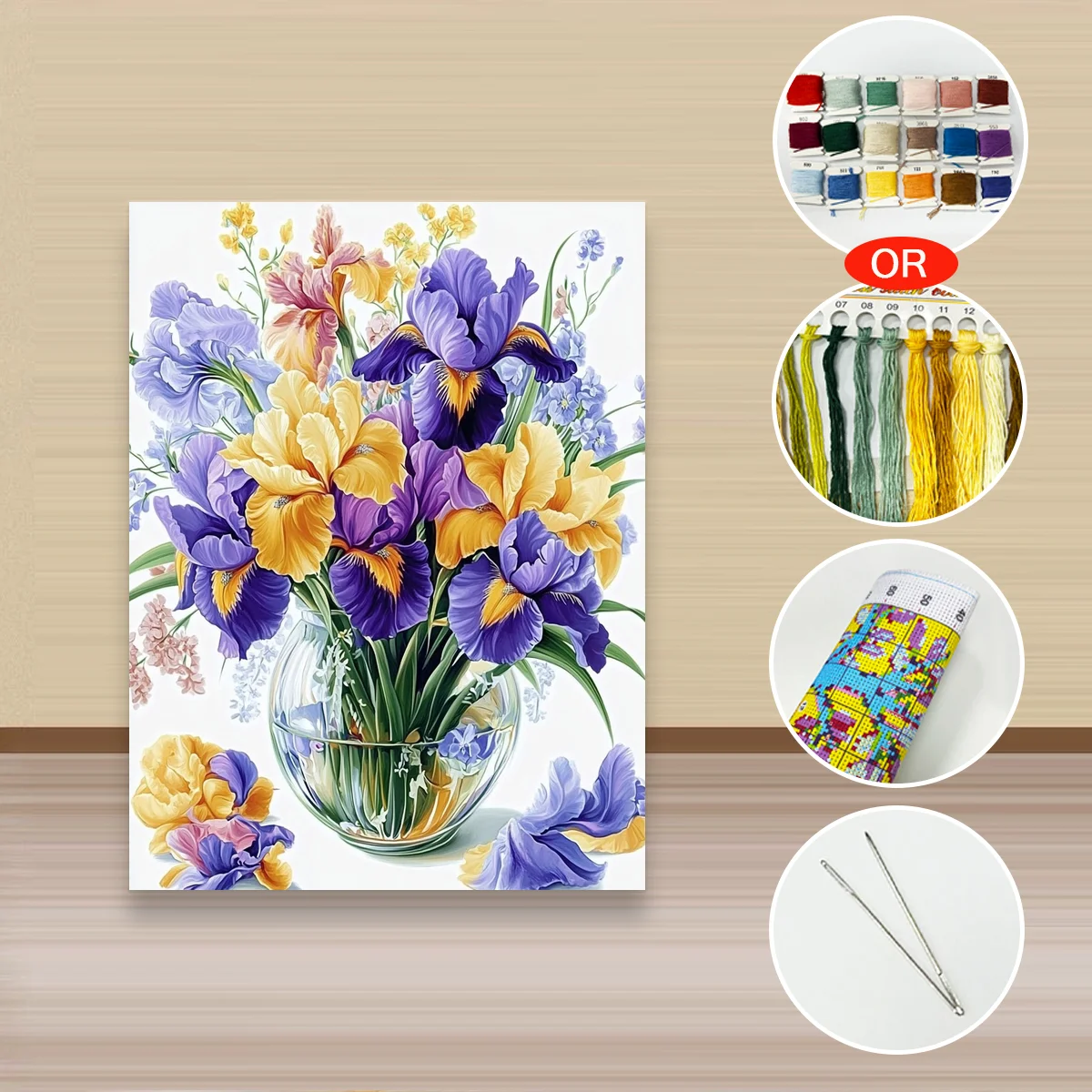 1 Stück 30x40cm/11,8x15,7 Zoll, 11Ct/14Ct Kreuzstich-Set, DIY Valentinstagsgeschenk, Stickerei-Set für Festlichkeiten, Blumen – Detail 3