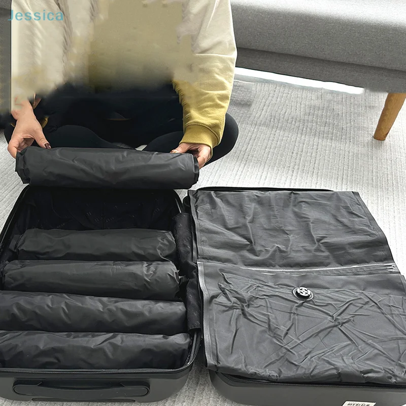 ♥ حقائب مكنسة يدوية للسفر مقاومة للماء حقيبة ضغط فراغية حقيبة تخزين الأمتعة المحمولة موفر للمساحة