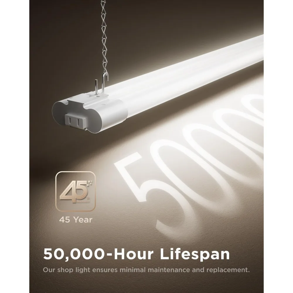 Sunco Paquete de 10 luces LED para taller de 4 pies, iluminación de garaje conectable, 4500 LM, 40 W (equivalente a 150 W) - CASA