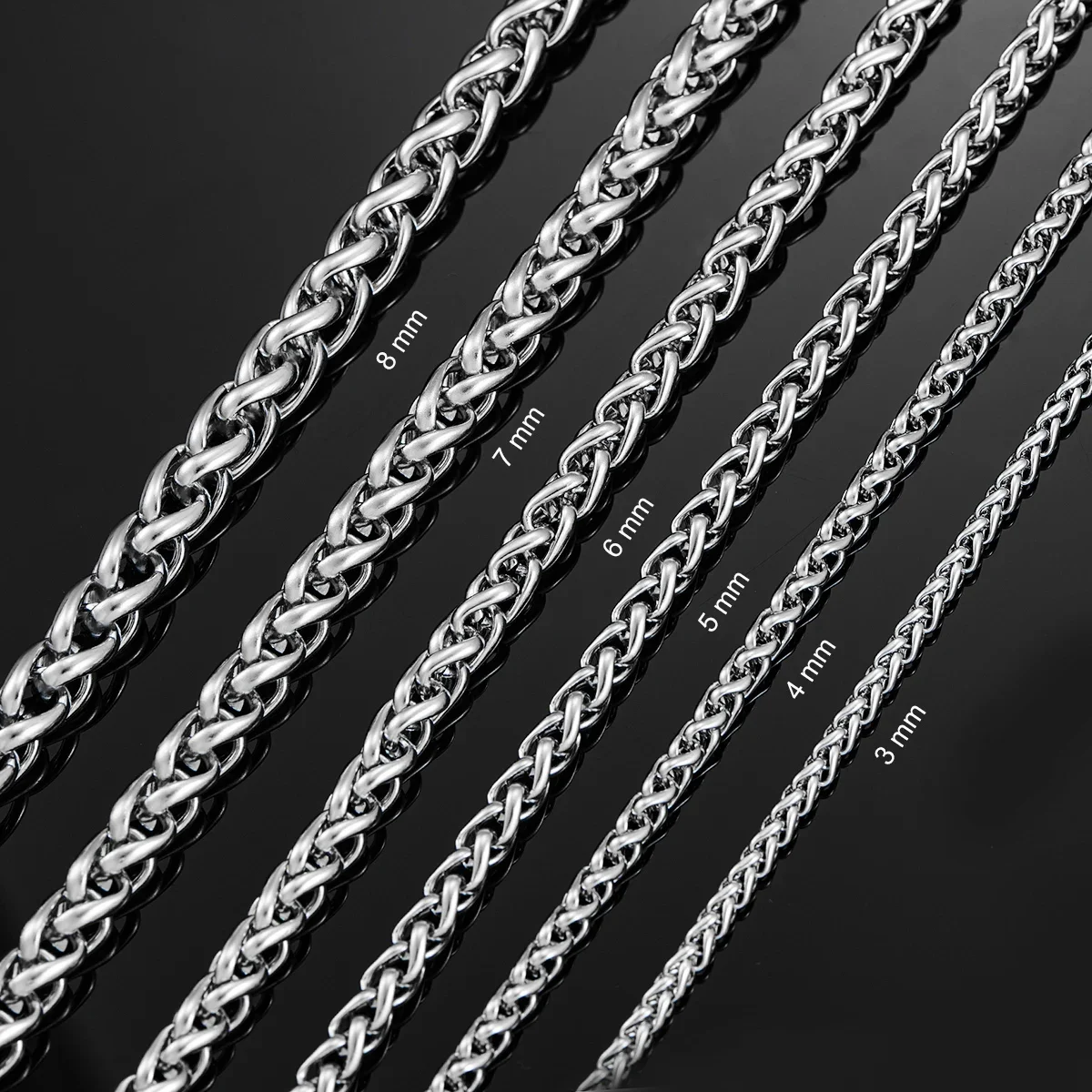 HIYEE 3mm/4mm/5mm/6mm/7mm/8mm Stackable Chain Stainless Steel Link Classic Curb Necklace for Men Women Jewelry 14 to 40 Inches