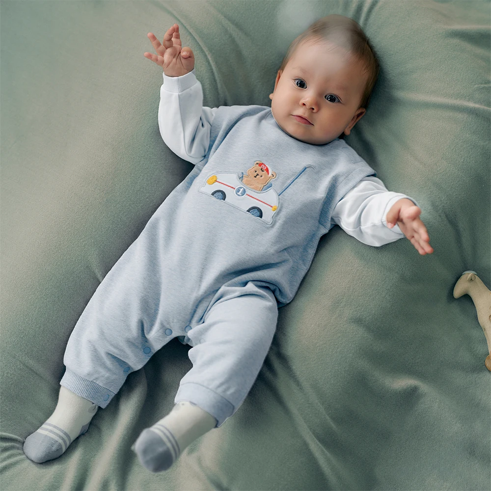 Dave Bella Baby Jumpsuit Boys Autumn Spring Romper Gentle Long Sleeve Cotton 3-24 Monthes Newborn Creeper DB3252953