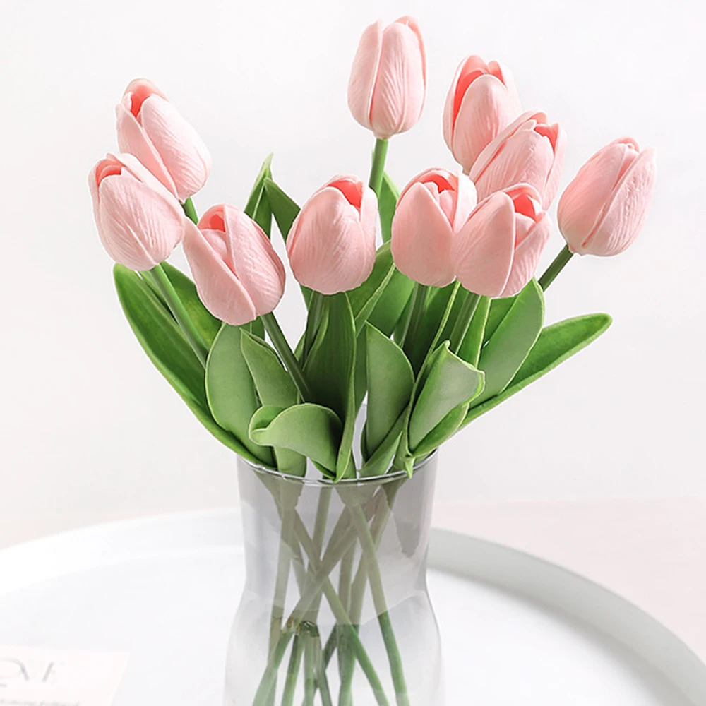 10 Stück Tulpenblumen, künstlicher Tulpenstrauß, PE-Schaum, künstliche Blumen für Hochzeitszeremonie, Dekoration, Heim, Garten, Blumenstrauß, Dekoration – Detail 5