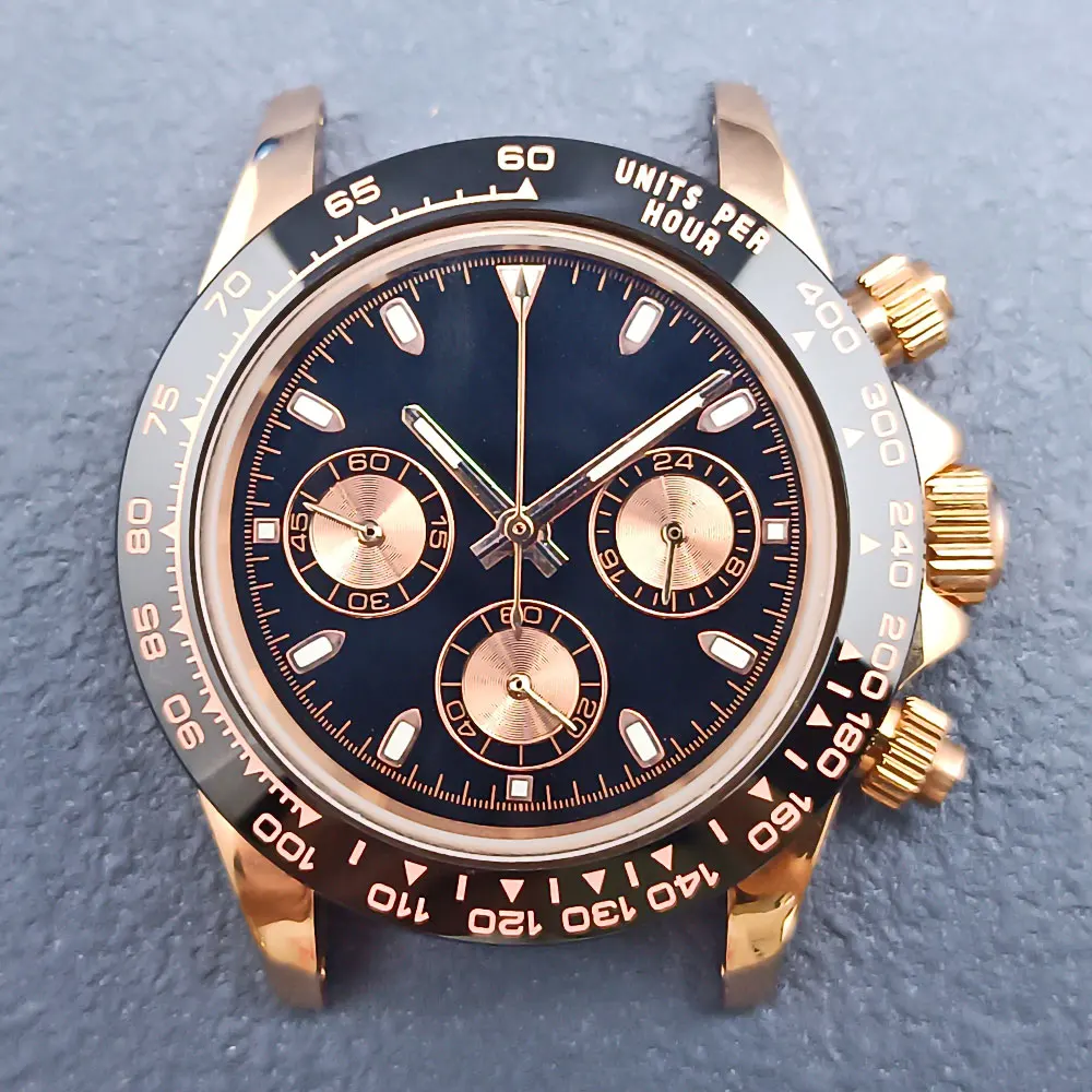 40mm Daytona watch case panda eye dial  hands fit for VK63 movement 29mm dial stainless steel sapphire waterproof case  parts