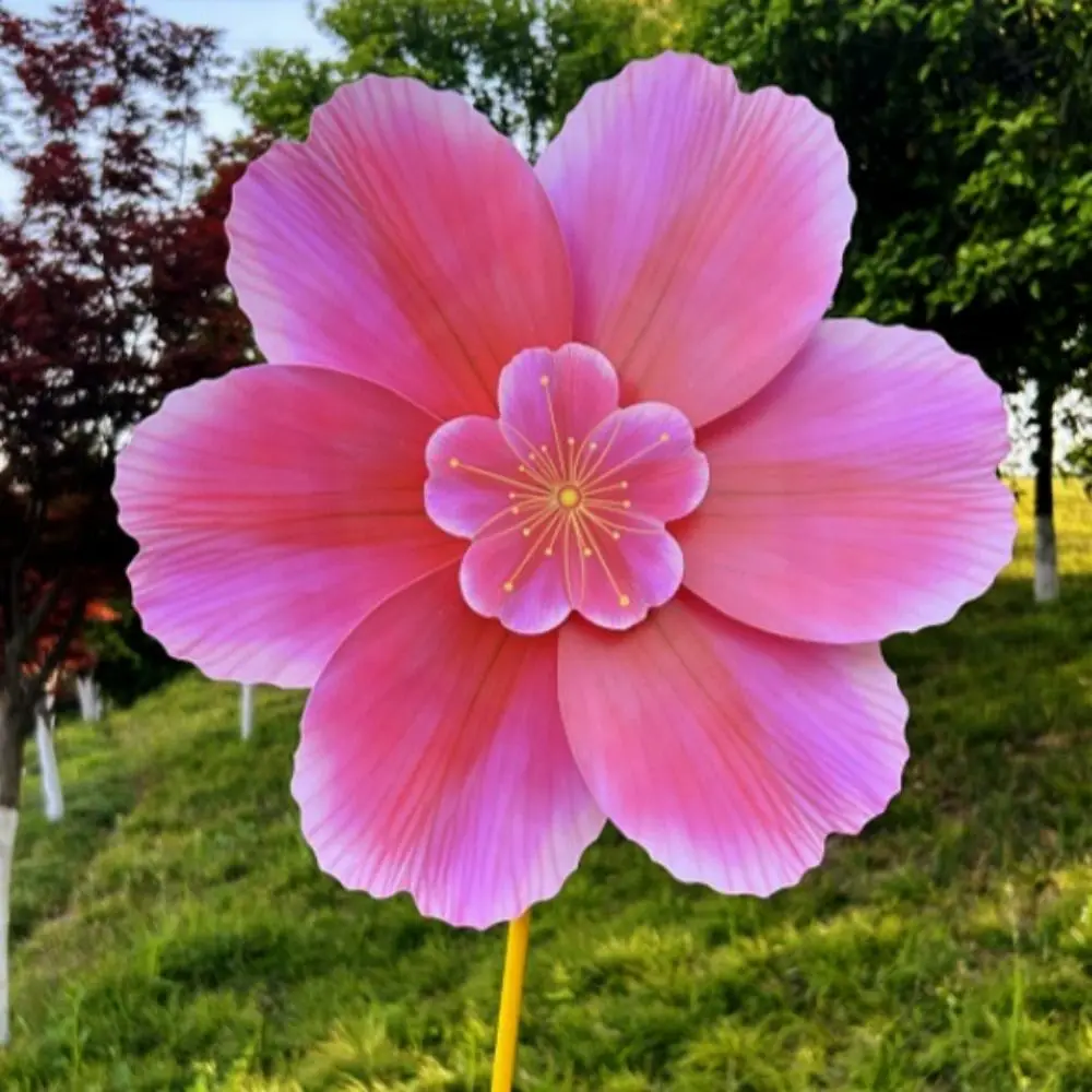 Moulin à vent rotatif multi-styles, 1 pièce/2 pièces, fleur de cerisier colorée sur pied, fleur de pelouse, diamètre 35cm, PVC