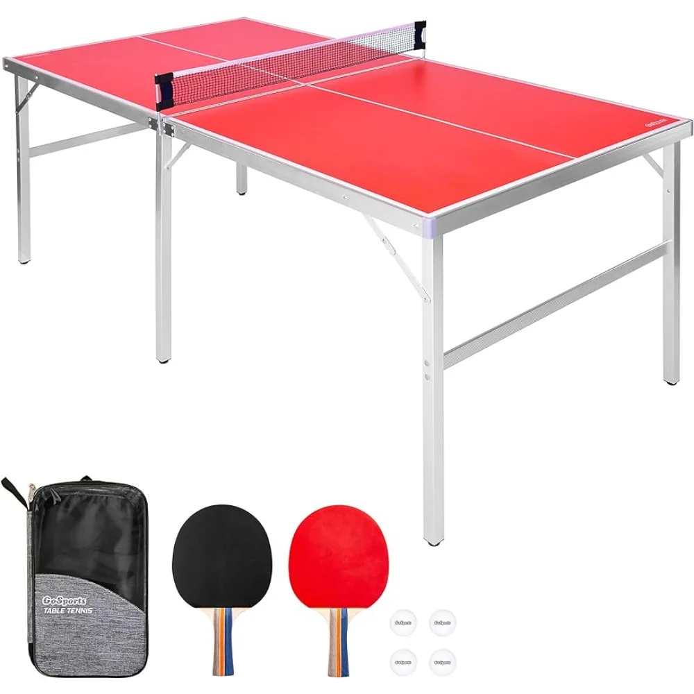 

Mid-Size Table Tennis Game Set - Indoor/Outdoor Portable Table Tennis Game with Net, 2 Table Tennis Paddles and 4 Balls