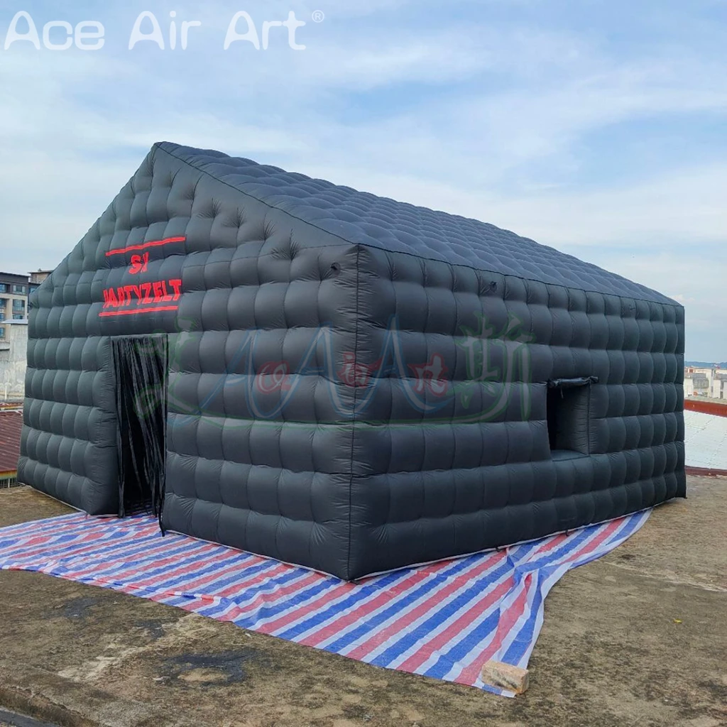 Inflatable Nightclub with Blowers 550W Large Black Inflatable Nightclub Party Tent for Adults Cube Gazebo Event House for Party