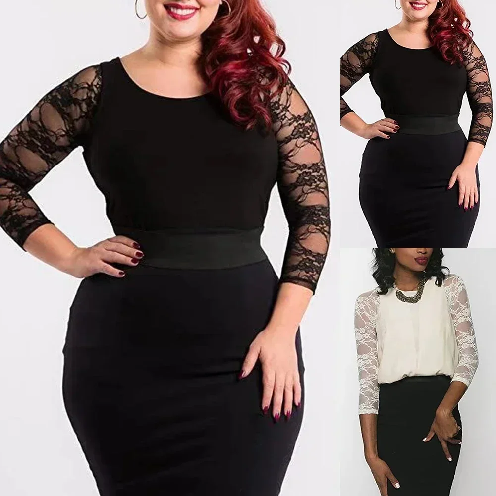 Weibliche Damen-Oberteile, Spitze, nahtlos, durchsichtig, Former-Hemd, transparente Hemden, Schulterärmel, Stretch-Blusen, bequem