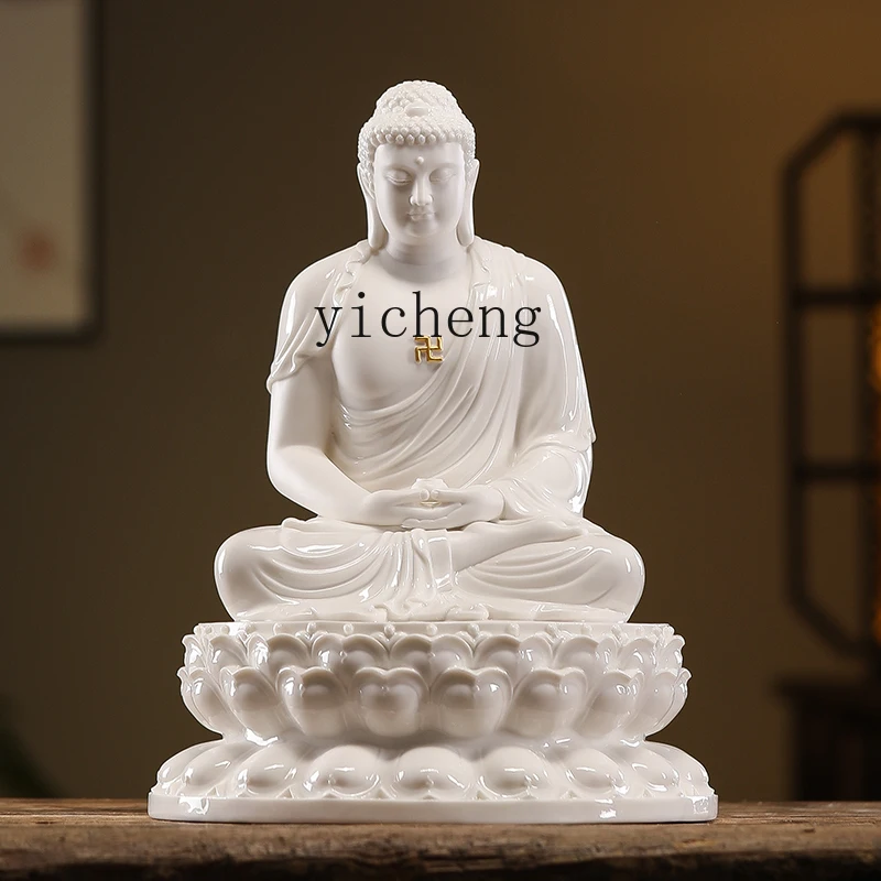 

TWR Ceramic Shakyamuni Buddha Great Sun Tathagata Buddha Ornament Amitabha Buddha Home Worship Statue