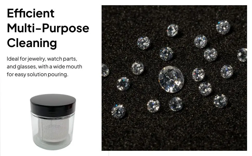 

Jewelry Cleaning Jar Safe Glass Cleaning Cup Compact Jewelry Container Metal Sieve for Beads Small Precious Stones Earring