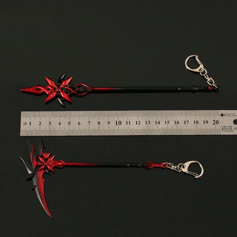 Genshin Impact Arlecchino Weapon Metal Keychain Model The Knave Scythe Red Moon Shape Sword Ornaments Katana Desk Ornaments Toy