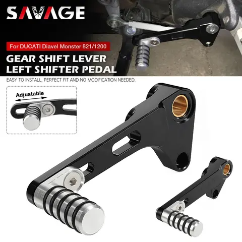 Gear Shift Lever For DUCATI Monster 821 1200/S/R Diavel Carbon Motorcycle Accessories Adjustable Shifter Pedal Left Foot Pegs