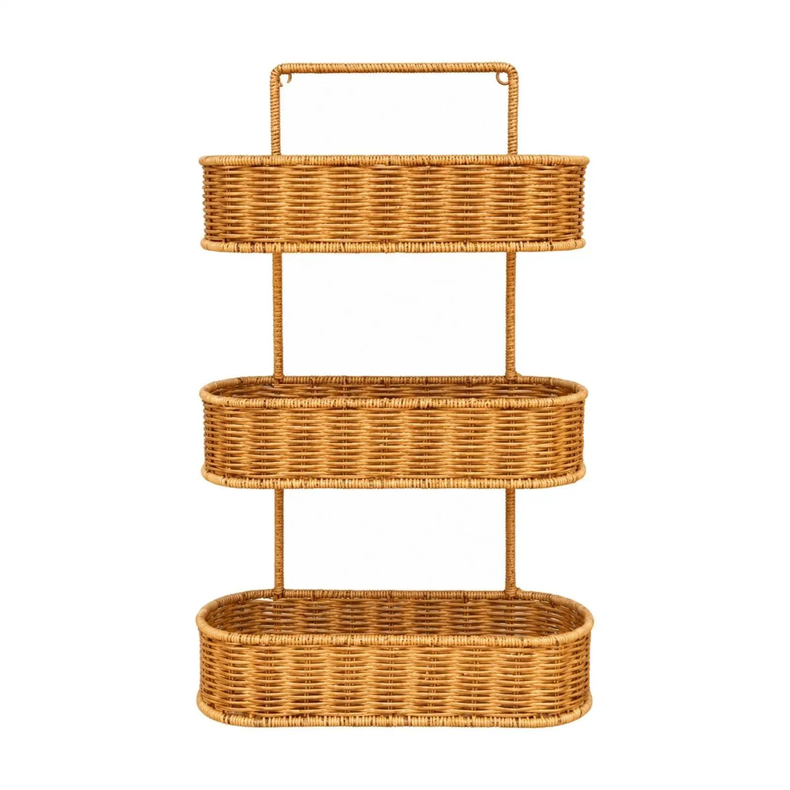Wicker Wall Storage Basket Hanging Rack for Cosmetics Towel Kitchen Spice Bathroom Vanity Organizer
