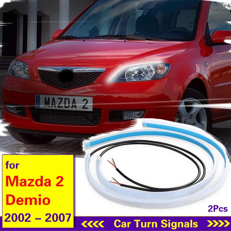 Dynamic 2PCS DRL Car Flexible LED Daytime Running Light Turn Signal Lamp Headlight Waterproof For Mazda2 Mazda 2 Demio 2002-2007