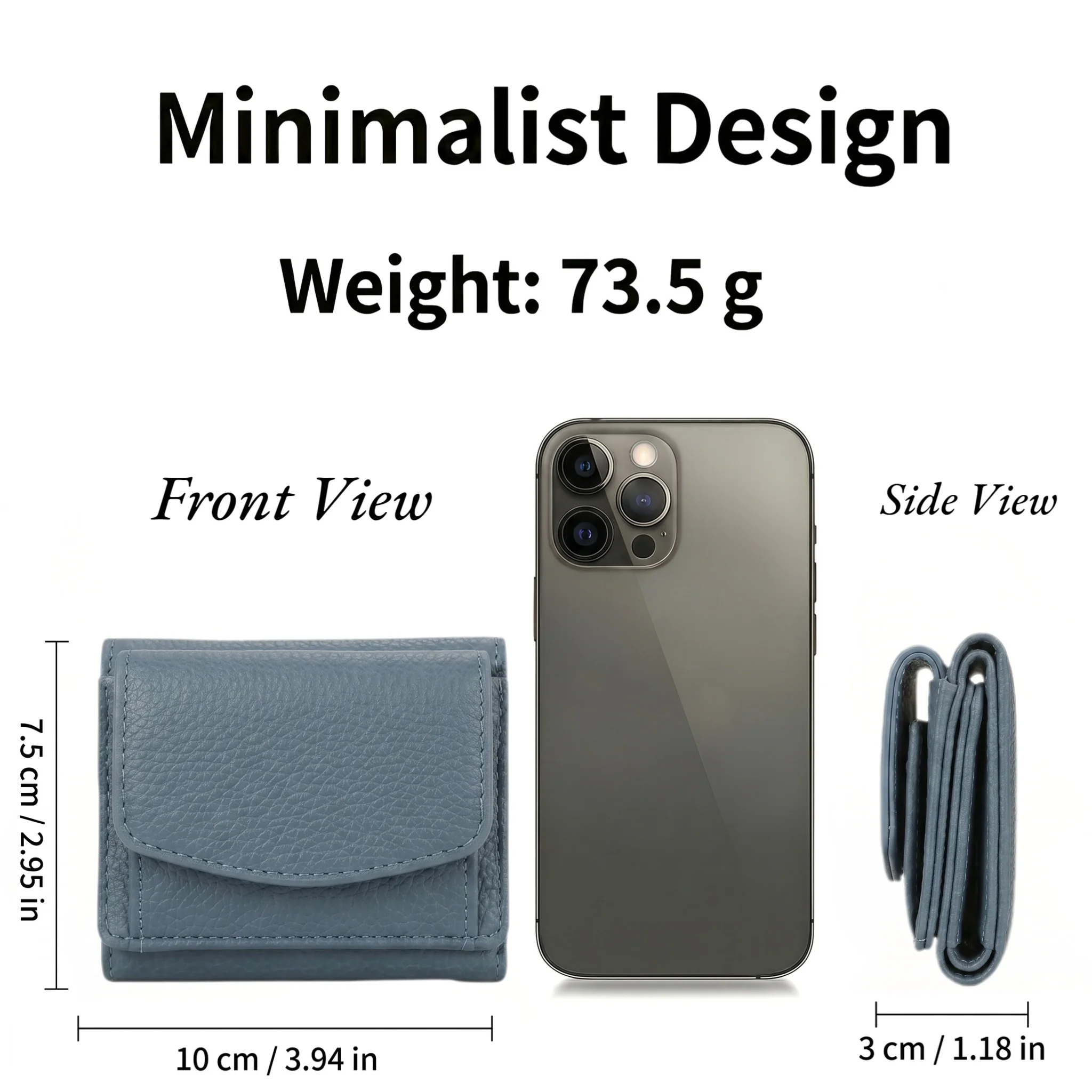 RFID Blocking Women Trifold Genuine Leather Wallet Slim Snap Button Coin Purse 6Card Slots Mini Solid Color Portable Card Holder