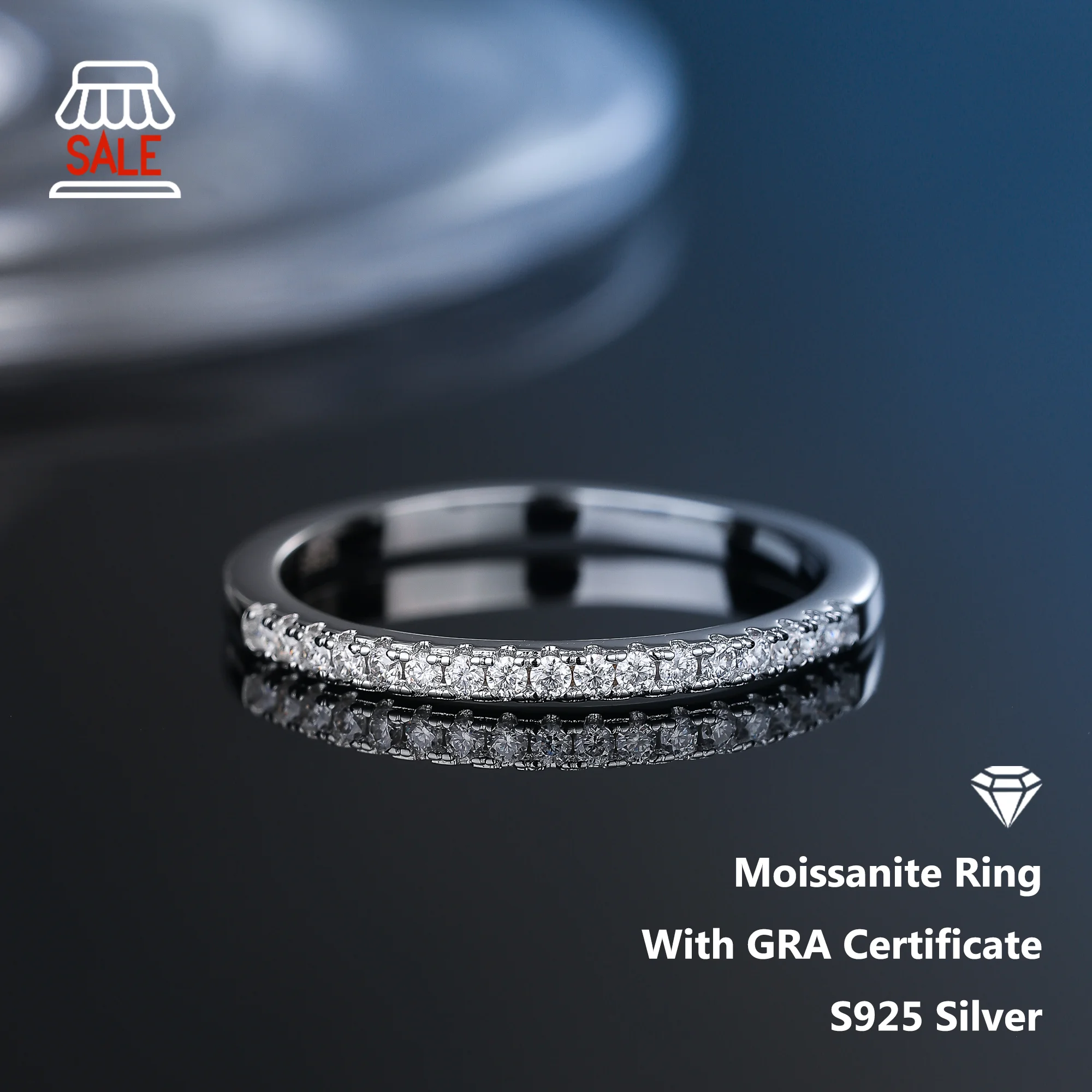 

[Promotion] D Color Moissanite Ring 925 Sterling Sliver With GRA Certificate Eternity Band Wedding Engagement Rings For Women