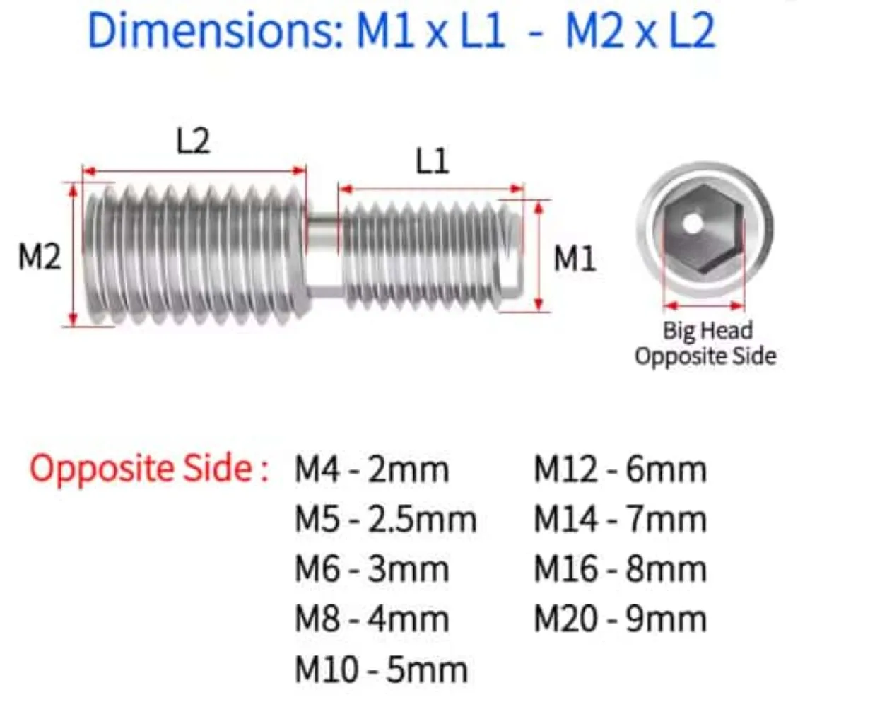 304 Stainless Steel Male‑to‑Male Thread Adapter Bolts M3‑M20 Double Head Conversion Transfer Screws for Machinery DIY Fastening