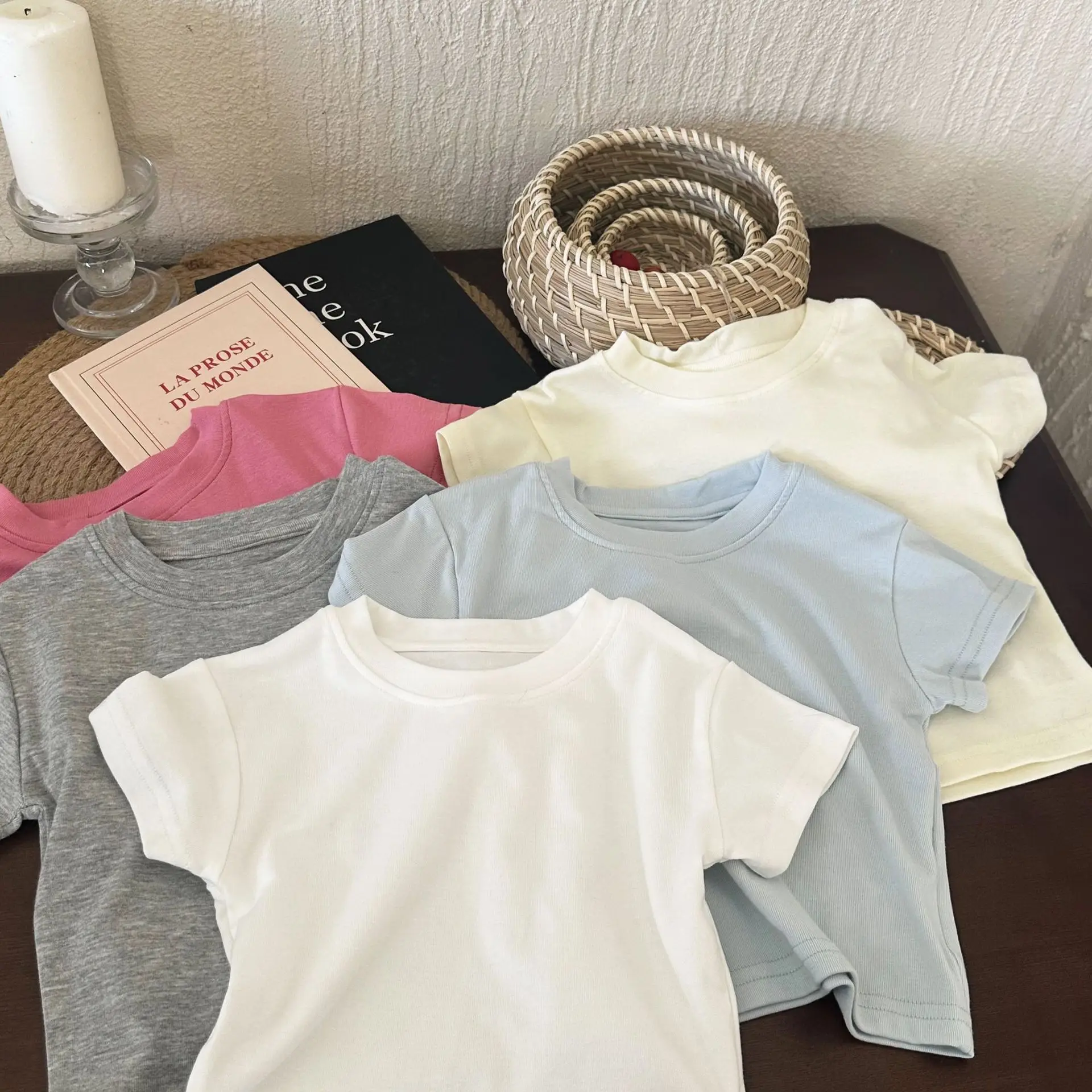 

Girls T-shirt Summer Slim Fit Solid High Elastic Short Top Girl Baby Simple Versatile Sweet Spicy Underlay Sleeve T-shirt