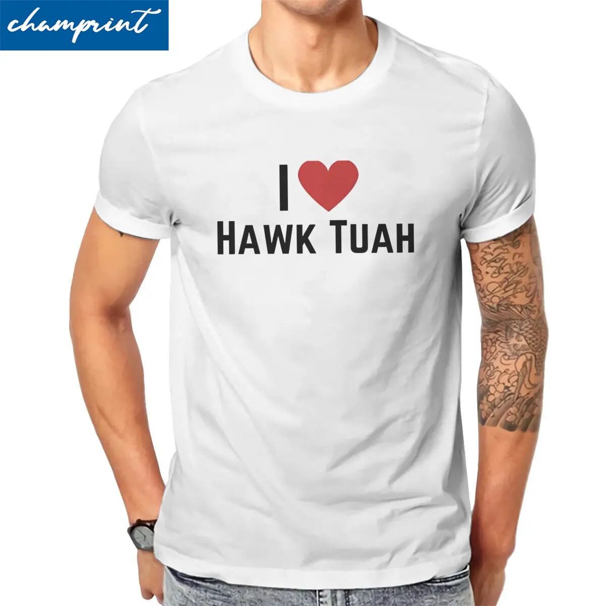 I Love Hawk Tuah Men T Shirts Spit on that Thang Fashion Tees Short Sleeve Crewneck T-Shirt 100% Cotton Printing Tops