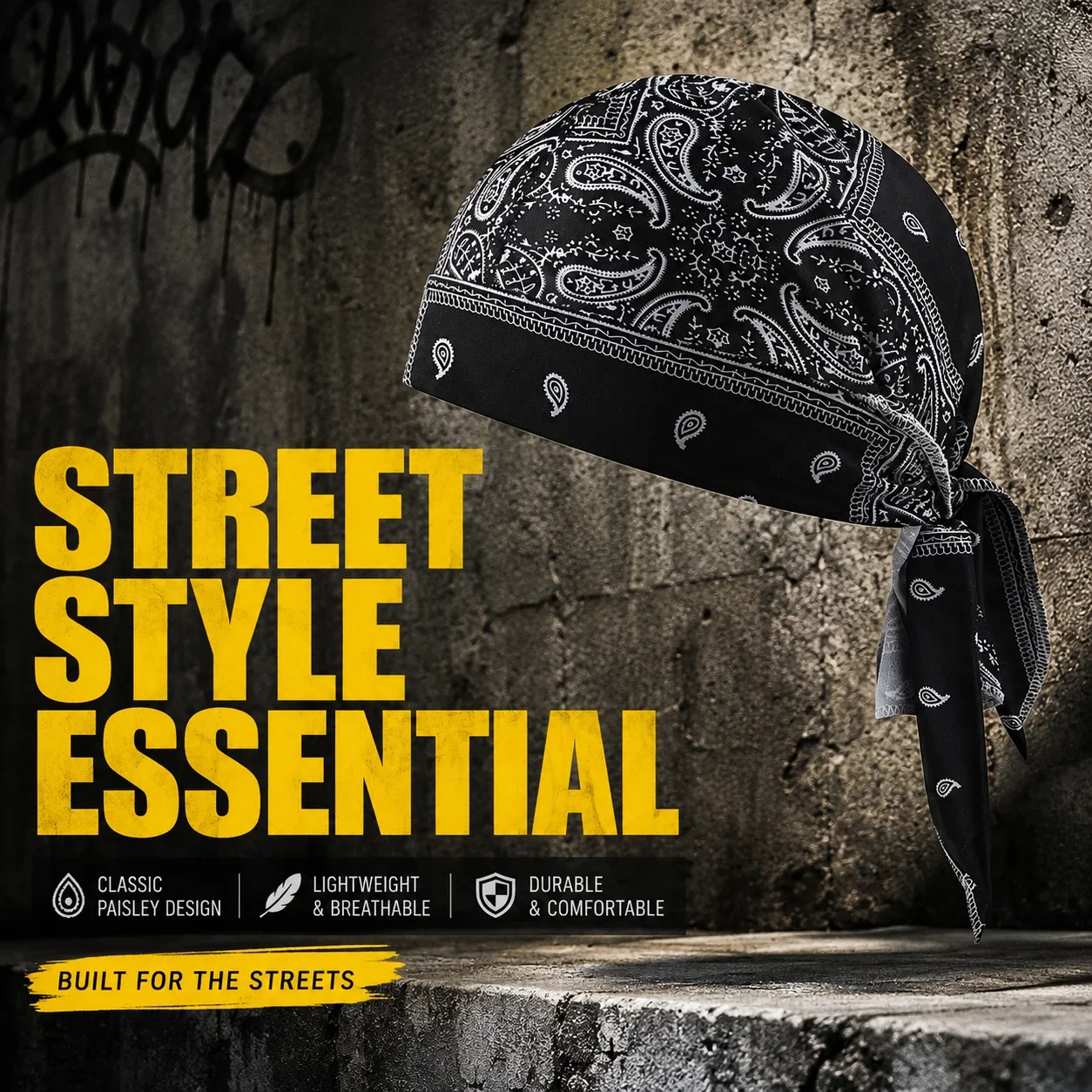 Music Pirate Cashew Nut Set Kopfbedeckung, Riemen, Kopftuch, Street Dance, atmungsaktiv, Fahrradhelm, Futter, Sport-Kopfbedeckung – Detail 4
