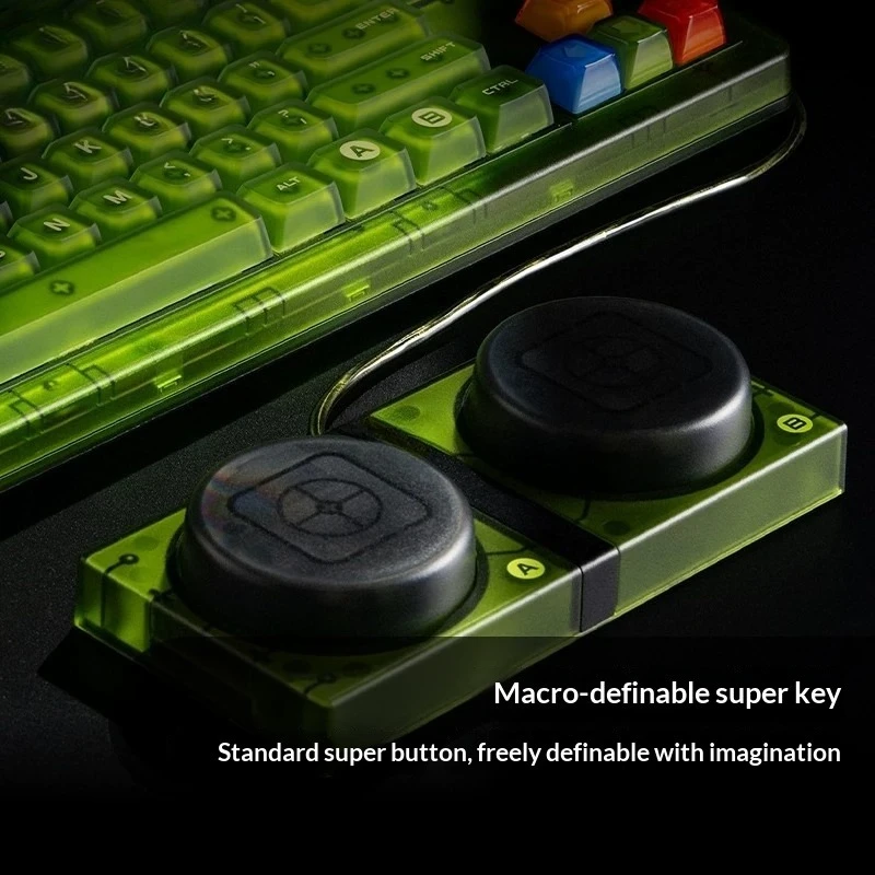 Retro 87 Mechanical Keyboard 87-Key Paragraph Switch Triple-Mode Connected Vintage RGB Lighting Green Transparent Mouse Combo