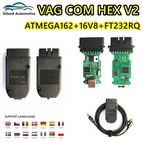 VAG 21.3 HEX V2 인터페이스, VAG 20.4.2 ATMEGA162 PCB 16V8 FT232RQ 스캐너 도구, VW, AUDI, 스코다용, 무료 배송