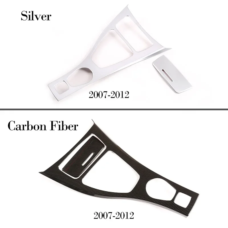 LHD For BMW 3 Series E90 E92 E93 2005-12 ABS Carbon Fiber/Silver Center Console Gear Shift Frame Panel  Sticker Car Accessories